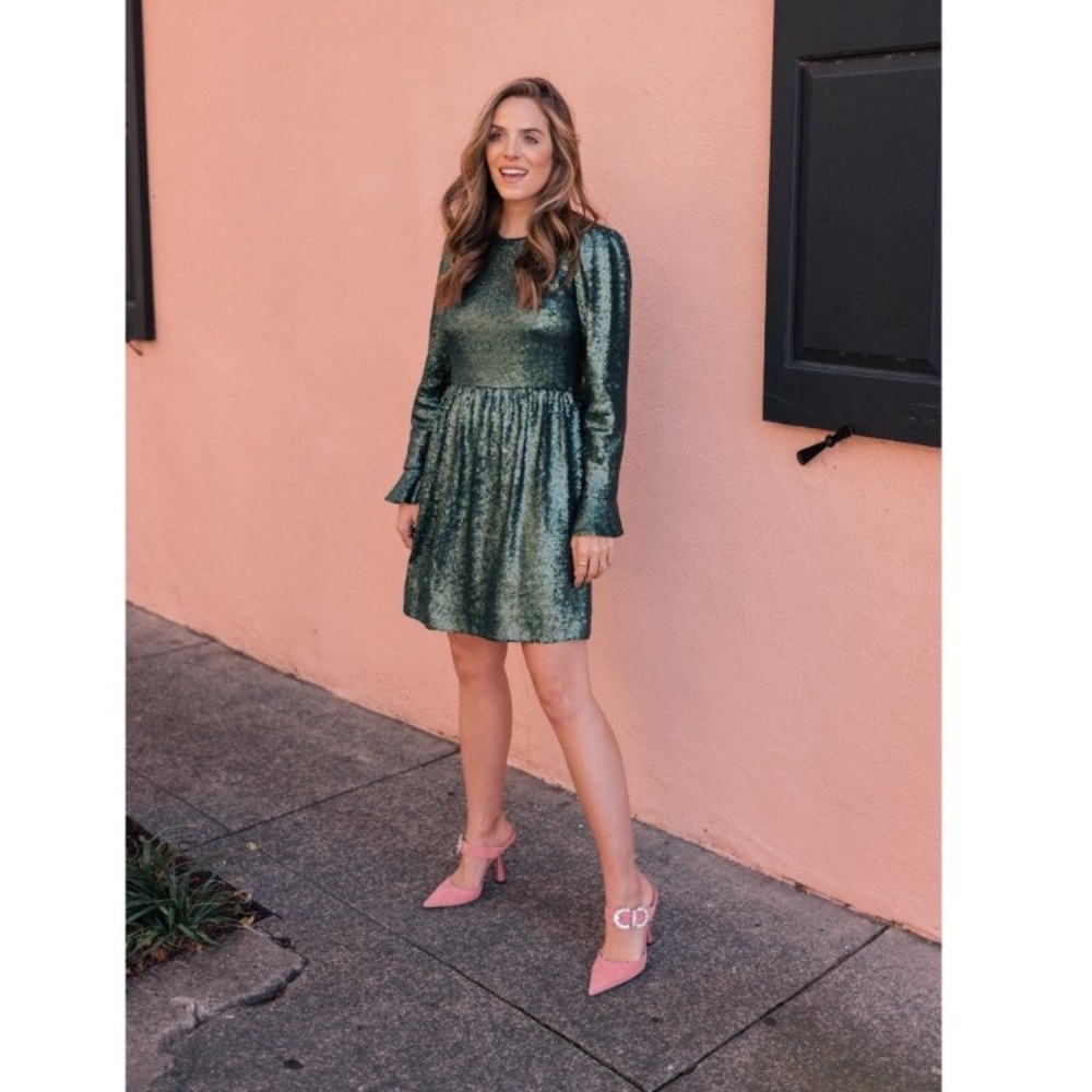 Gal Meets Glam Green Sequin Carrie Dress